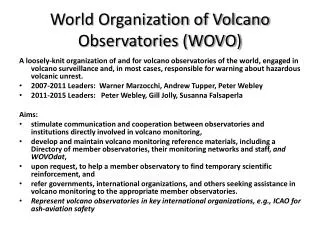 World Organization of Volcano Observatories (WOVO)