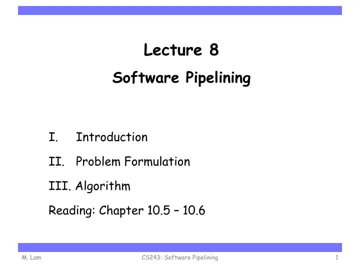 lecture 8 software pipelining