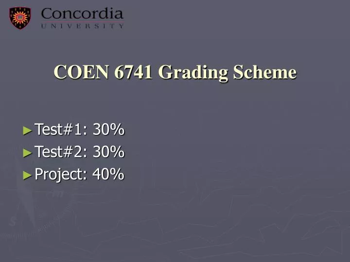 coen 6741 grading scheme
