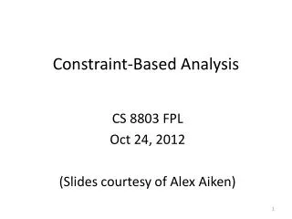Constraint-Based Analysis