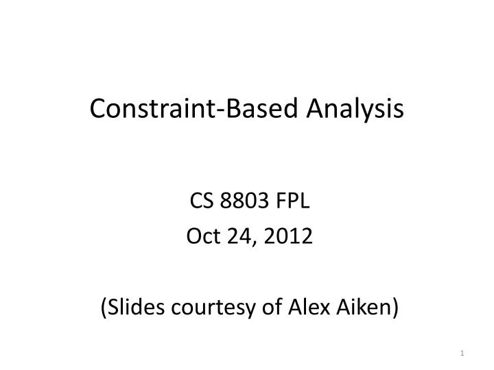 constraint based analysis