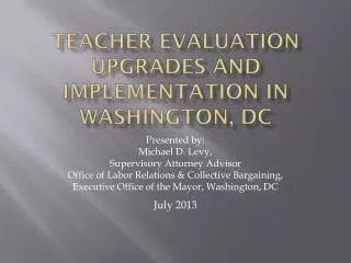 Teacher Evaluation Upgrades and Implementation in Washington, DC