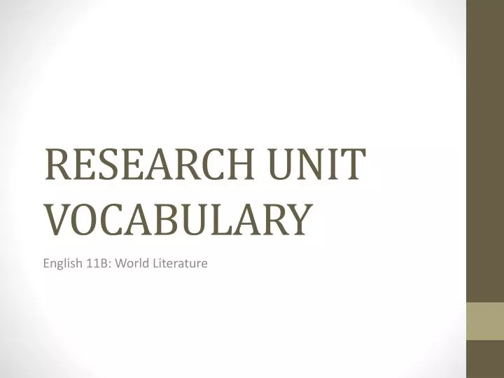 research unit vocabulary