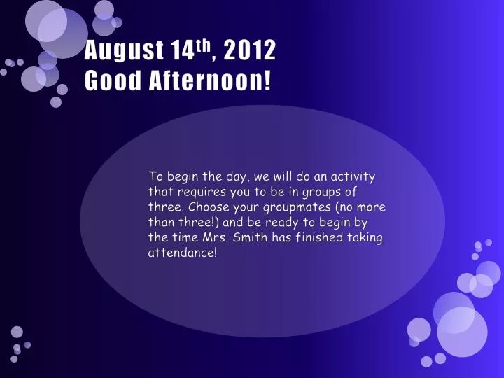 august 14 th 2012 good afternoon