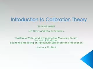 Introduction to Calibration Theory