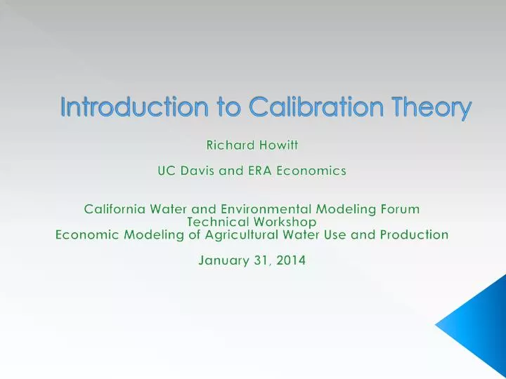 introduction to calibration theory