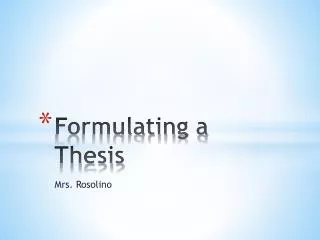 Formulating a Thesis