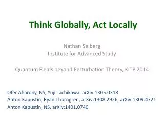 Think Globally, Act L ocally