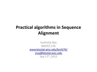 Practical algorithms in Sequence Alignment
