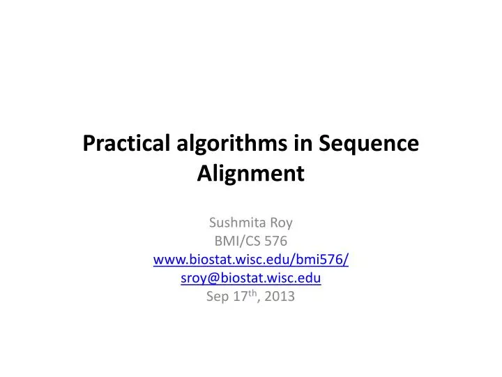 practical algorithms in sequence alignment