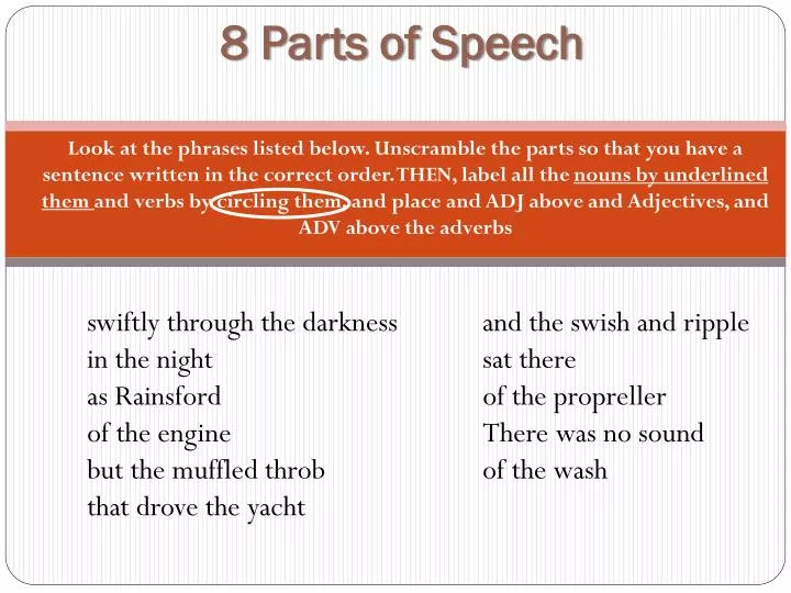 8 parts of speech