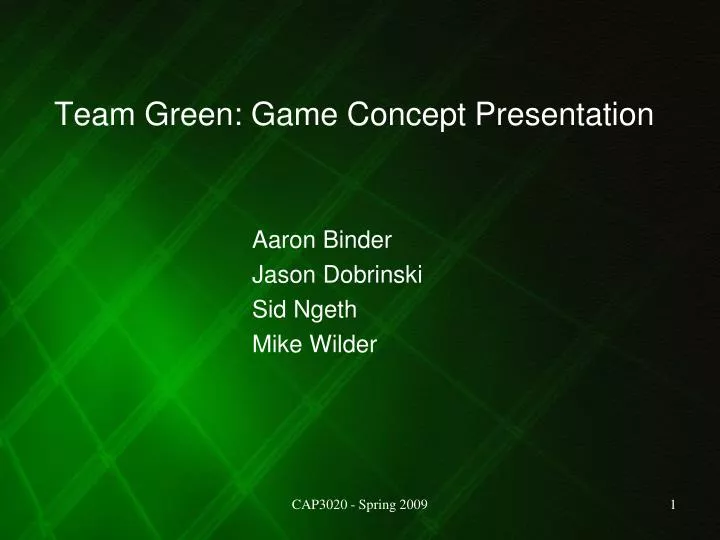 team green game concept presentation