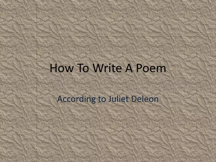 how to write a poem