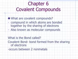 chapter 6 covalent compounds