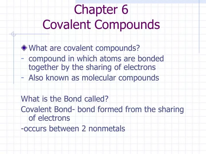 chapter 6 covalent compounds