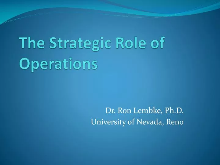 the strategic role of operations