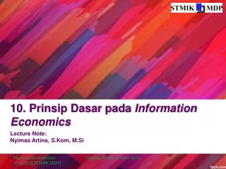 10. Prinsip Dasar pada Information Economics