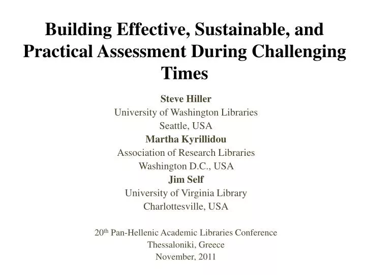 building effective sustainable and practical assessment during challenging times