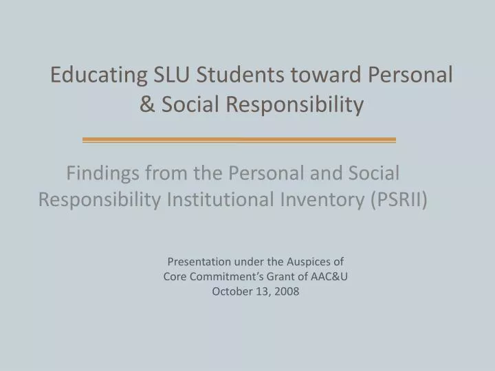 educating slu students toward personal social responsibility