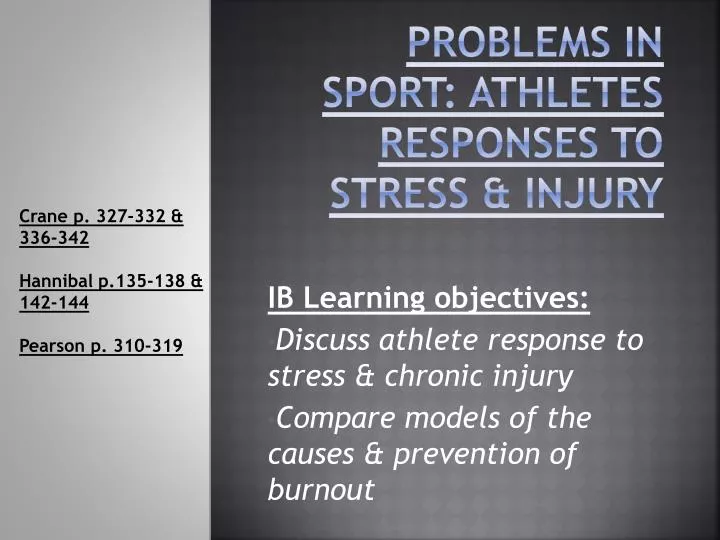 problems in sport athletes responses to stress injury