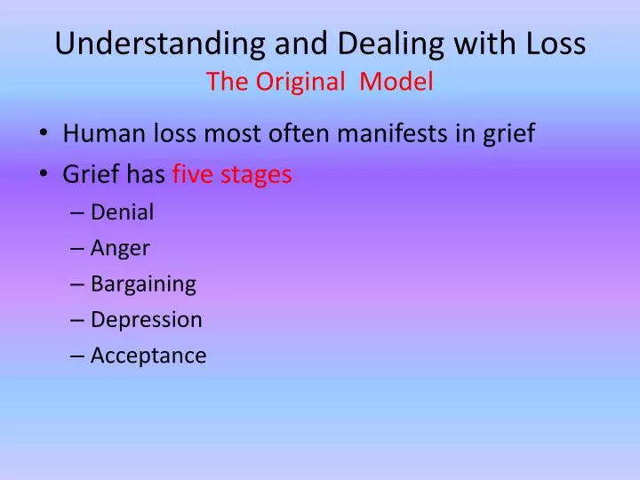understanding and dealing with loss the original model
