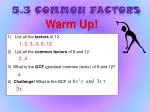 5.3 Common Factors - slide 1