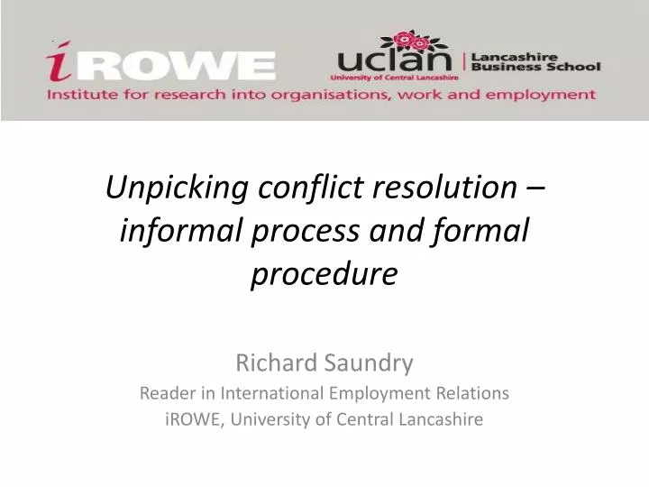 unpicking conflict resolution informal process and formal procedure