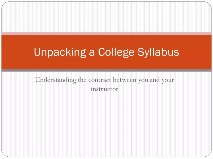 unpacking a college syllabus