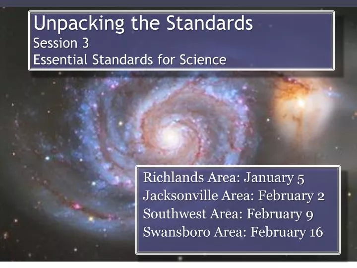 unpacking the standards session 3 essential standards for science