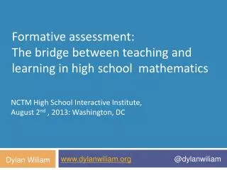 Formative a ssessment: The bridge between teaching and learning in high school mathematics
