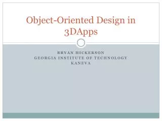 Object-Oriented Design in 3DApps