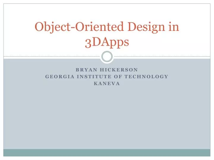 object oriented design in 3dapps