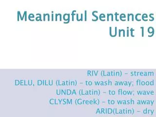 Meaningful Sentences Unit 19