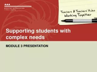 Supporting students with complex needs