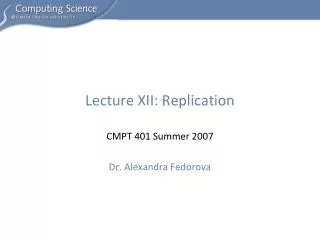 Lecture XII: Replication