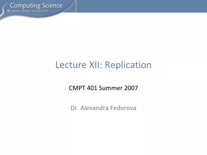lecture xii replication