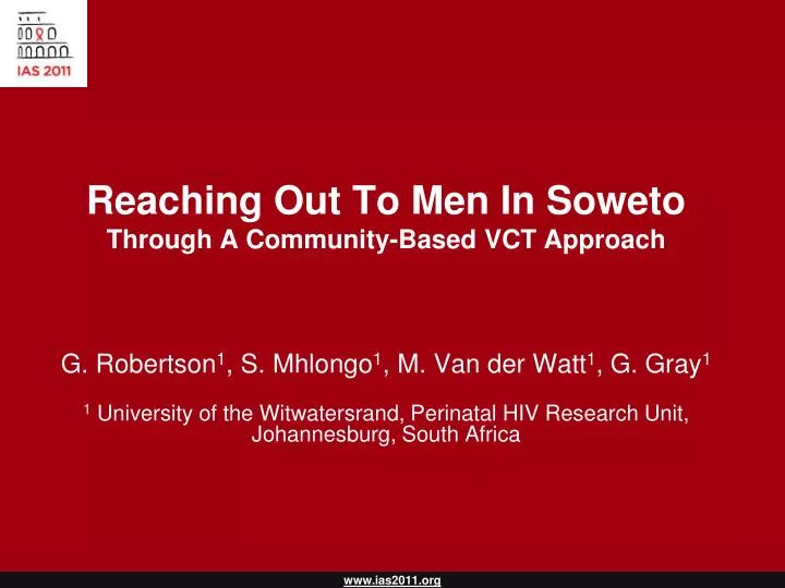 reaching out to men in soweto through a community based vct approach