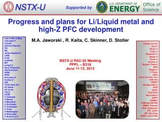 Progress and plans for Li/Liquid metal and high-Z PFC development