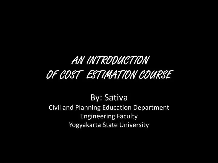 an introduction of cost estimation course