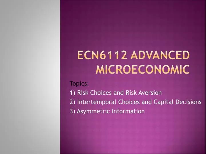 ecn6112 advanced microeconomic