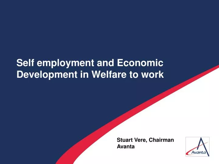 self employment and economic development in welfare to work