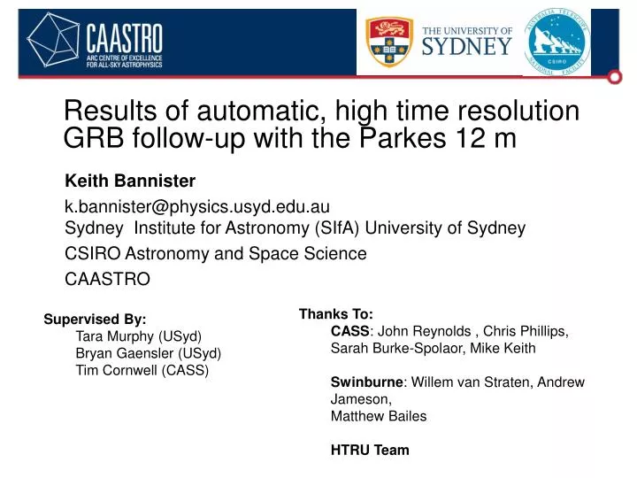 results of automatic high time resolution grb follow up with t he parkes 12 m