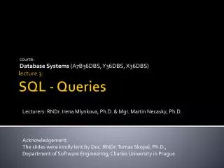 lecture 3 : SQL - Queries