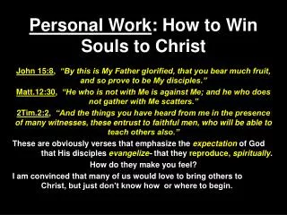 Personal Work : How to Win Souls to Christ