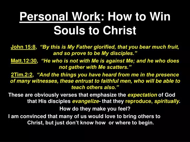 personal work how to win souls to christ