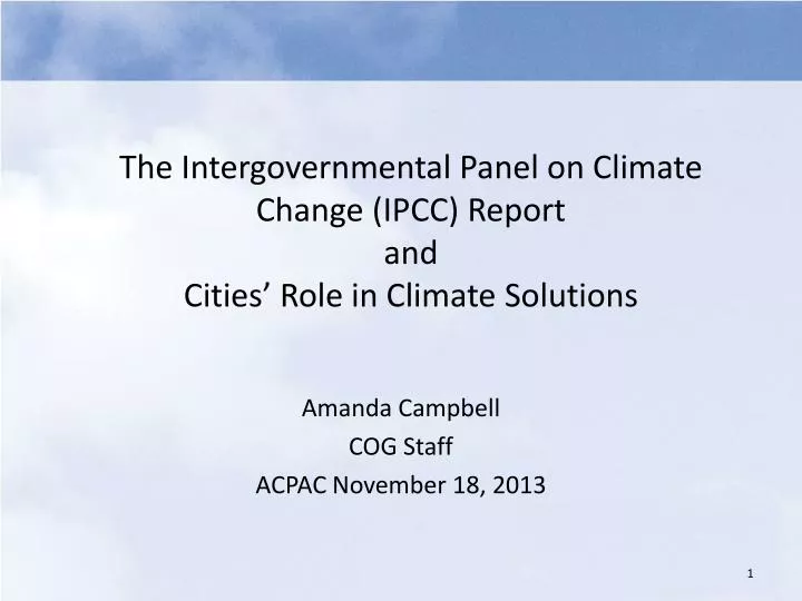 the intergovernmental panel on climate change ipcc report and cities role in c limate s olutions