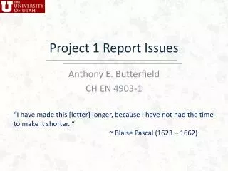 Project 1 Report Issues