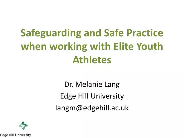 safeguarding and safe practice when working with elite youth athletes