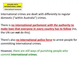 DEALING WITH INTERNATIONAL CRIME