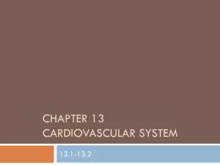 Chapter 13 Cardiovascular System